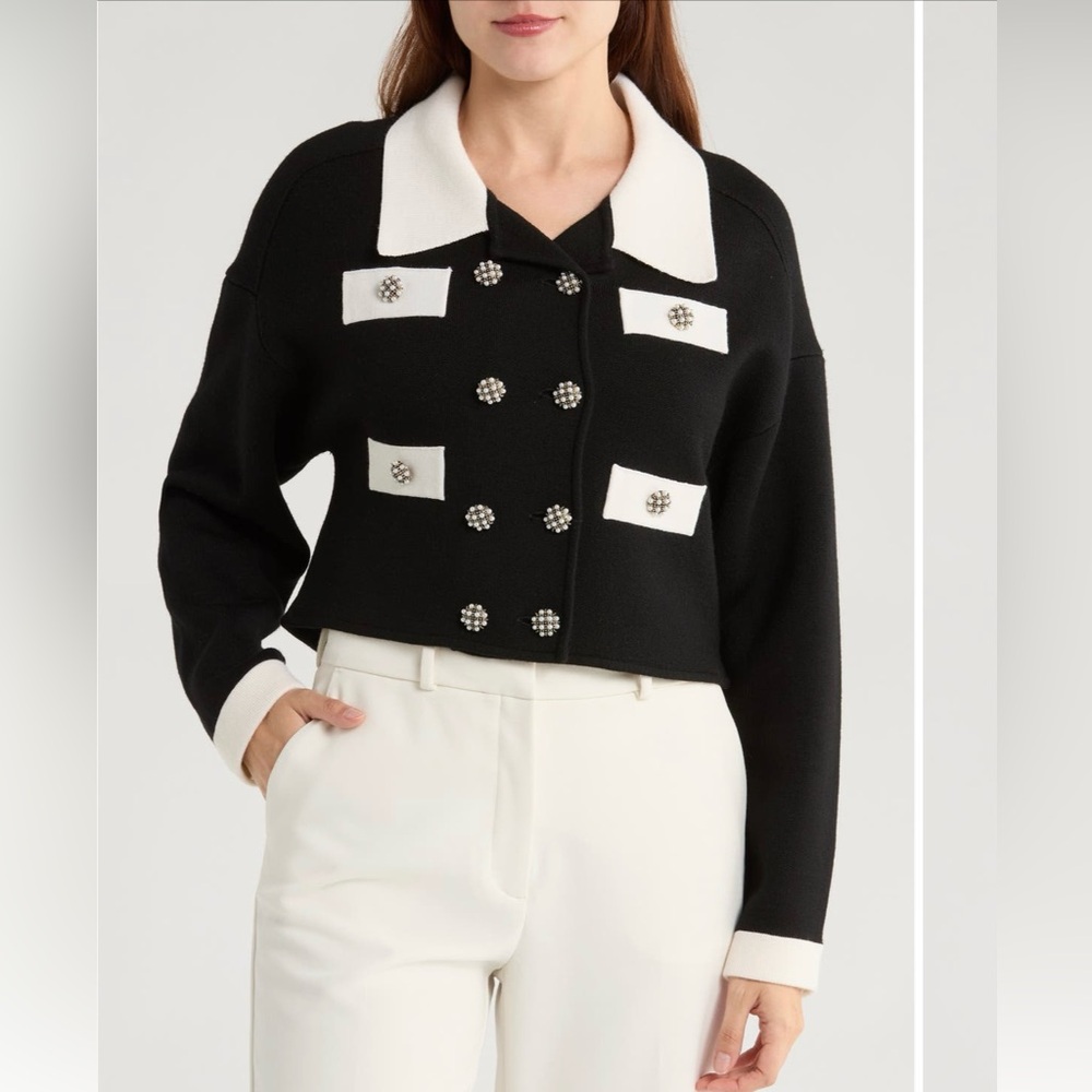 Alice + Olivia Verdell Wool Blend Sweater Jacket